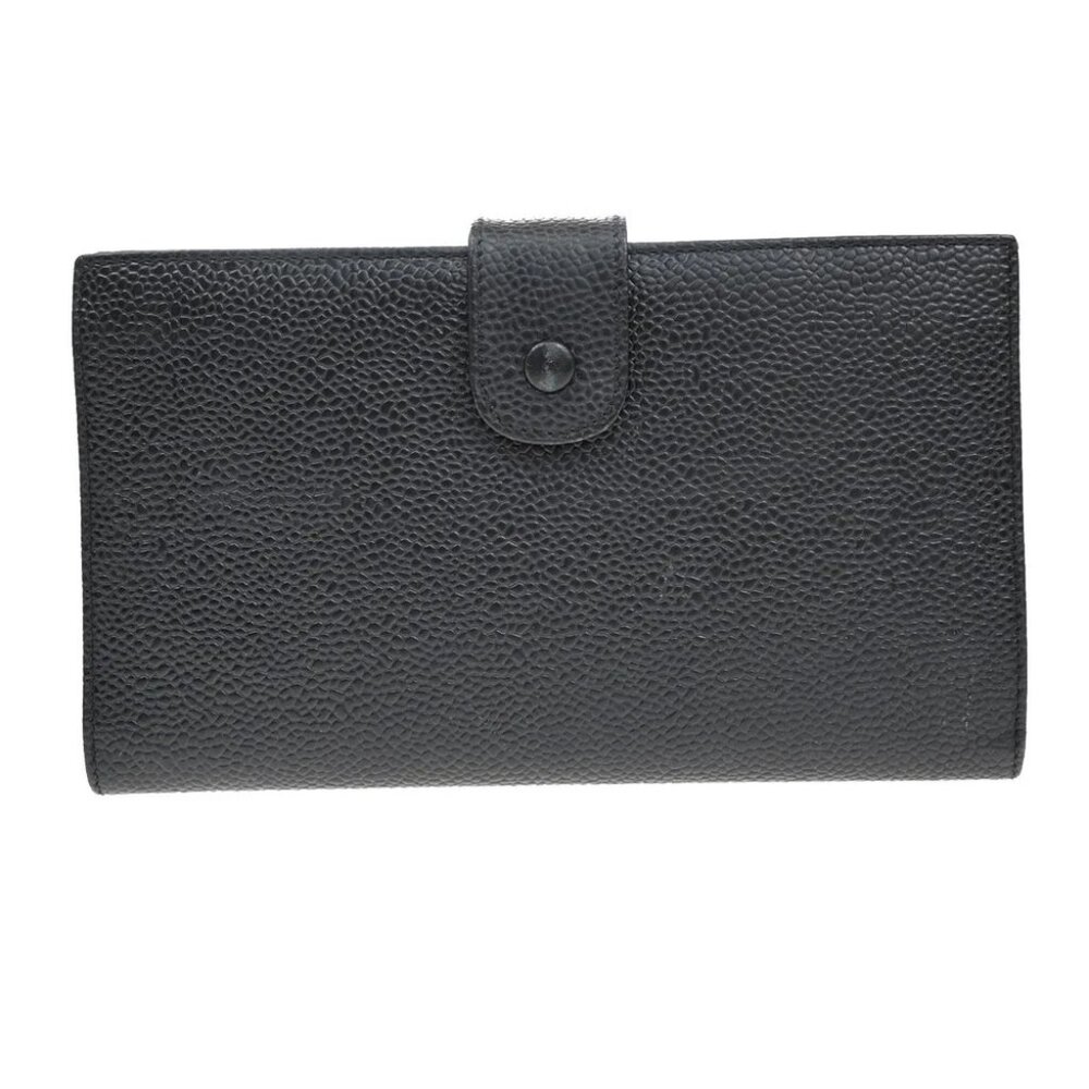 CHANEL CC LOGO Long Bifold Wallet Grained Calfskin Leather Black France - Picture 3 of 14